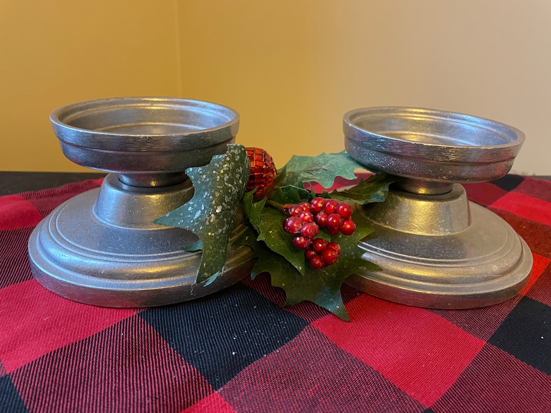 Set of 2 Pewter Pillar Candle Holders Wilton Pewter Etsy