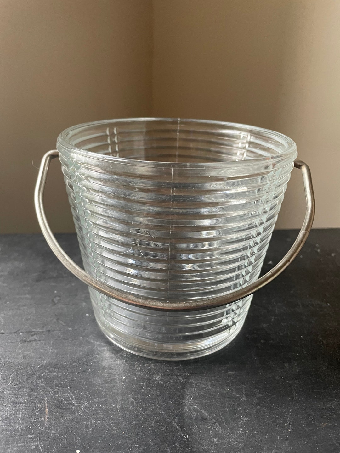 Midcentury Depression Glass Ice Bucket Bowl Etsy