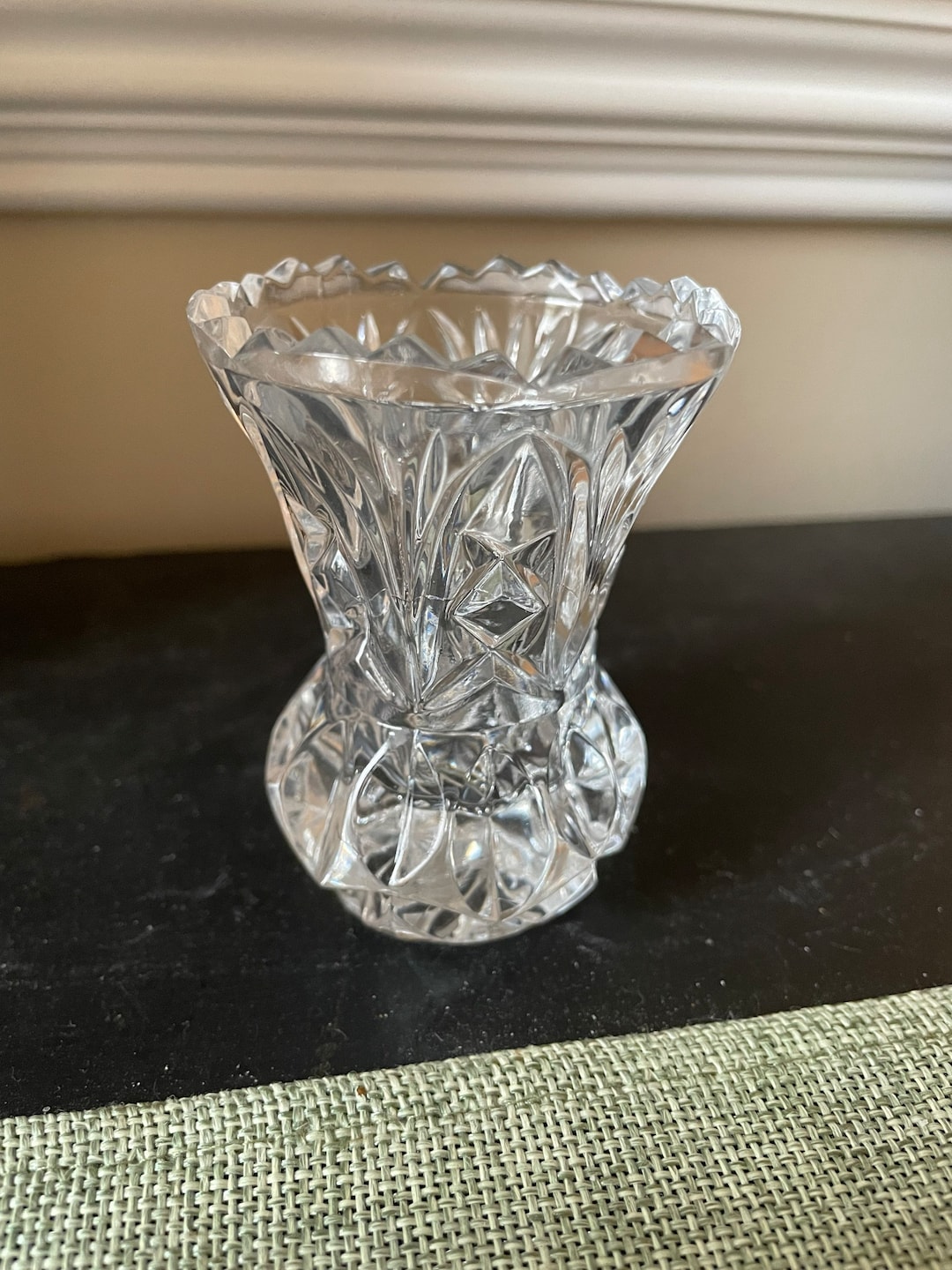 Vintage cut glass toothpick holder etsy