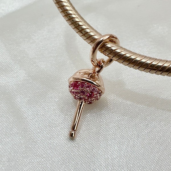 Rose Gold-Plated Sparkling Candy Lollipop Dangle Charm, Charms for Bracelet, Girl Dangle Charm, Patronus Charm, Valentine's Day Gifts