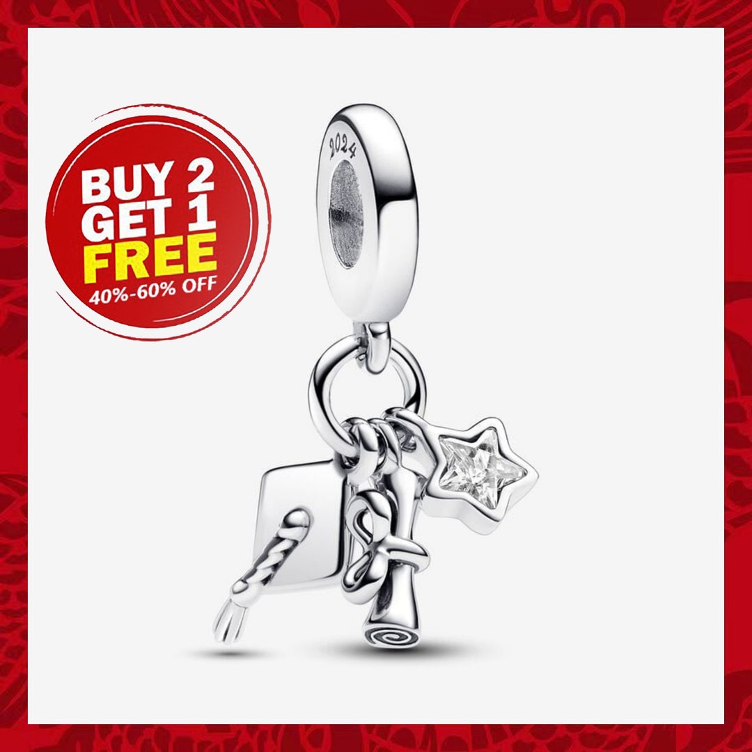 2024 Graduation Triple Dangle Charm, Charms for Bracelet, Girl Dangle ...