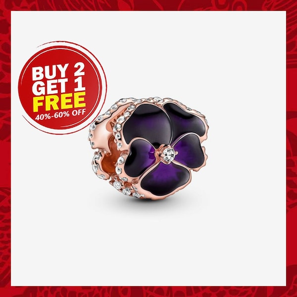 Deep Purple Pansy Flower Charm, Charms for Bracelet, Girl Dangle Charm, Patronus Charm, Best gifts For Christmas