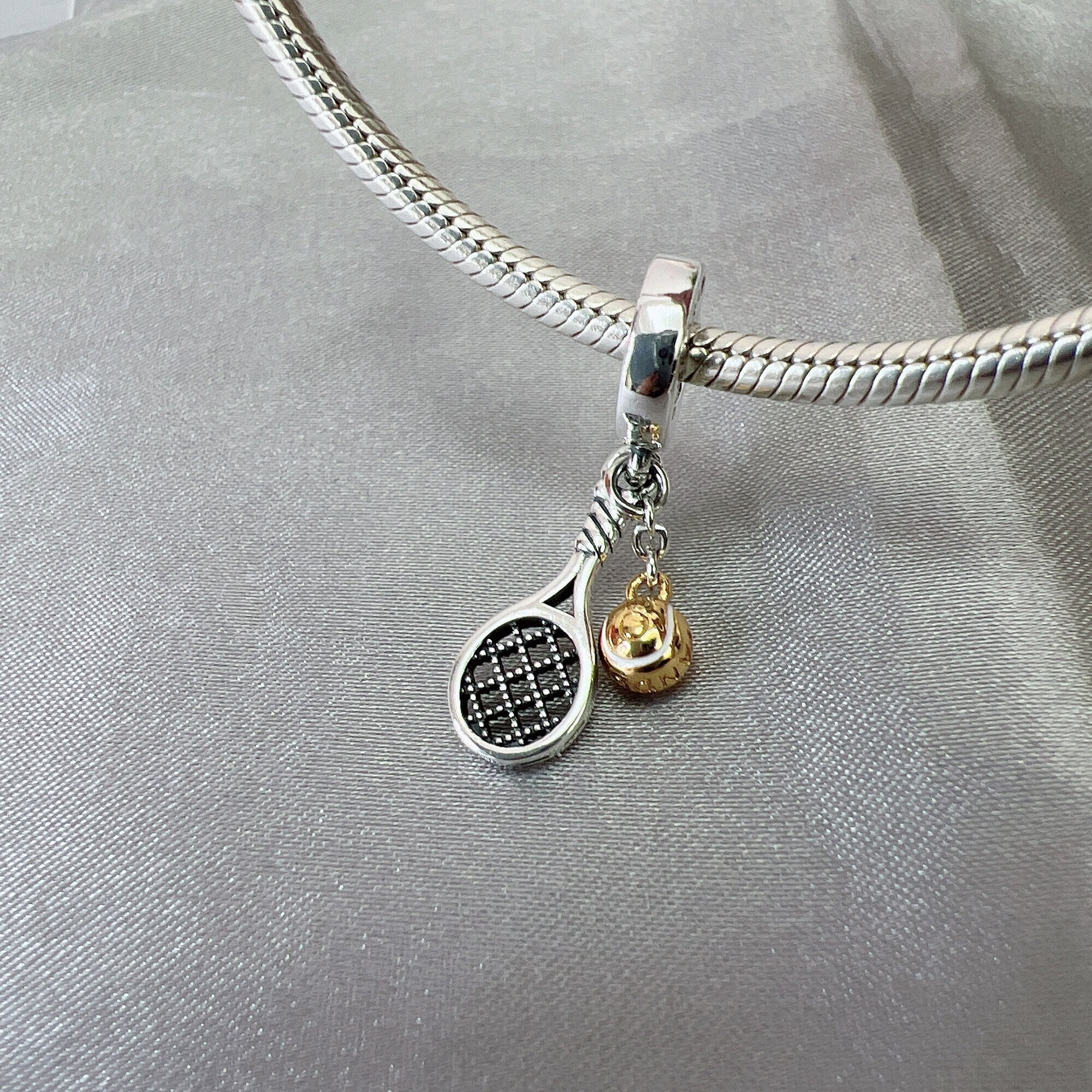 Tennis Racket & Ball Dangle Charm, Charms for Bracelet, Girl Dangle Charm, Patronus Charm, Best