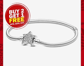 Moments Asymmetric Star Clasp Snake Chain Bracelet,Sliver Bracelet,Charm Bracelet,Christmas Gifts