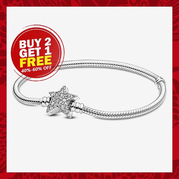 Moments Asymmetric Star Clasp Snake Chain Bracelet,Sliver Bracelet,Charm Bracelet,Christmas Gifts