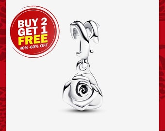 2024 New Rose in Bloom Dangle Charm, Charms for Bracelet, Girl Dangle Charm, Patronus Charm, Mother's Day Gifts