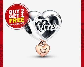 Love You Sister Heart Charm, Charms for Bracelet, Girl Dangle Charm, Patronus Charm, Mother's Day gifts