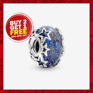 Galaxy Blue & Star Murano Charm, Charms for Bracelet, Girl Dangle Charm, Patronus Charm, Best gifts For Christmas