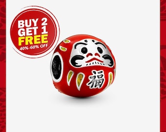 Encanto de muñeca Daruma rojo, encantos para pulsera, encanto colgante de niña, encanto patronus, regalos del día de San Valentín