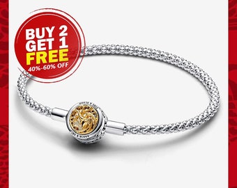 2024 New Thrones House Sigil Clasp Pandora Moments Studded Chain Bracelet,Sliver Bracelet,Charm Bracelet,Christmas Gifts