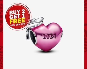 2024 New Pink Graduation Heart Charm, Charms for Bracelet, Girl Dangle Charm, Patronus Charm, Mother's Day Gifts