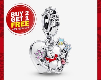 Winnie the Pooh & Piglet Double Charm, Charms für Armband, Girl Charm, Patronus Charm, Beste Geschenke für Weihnachten