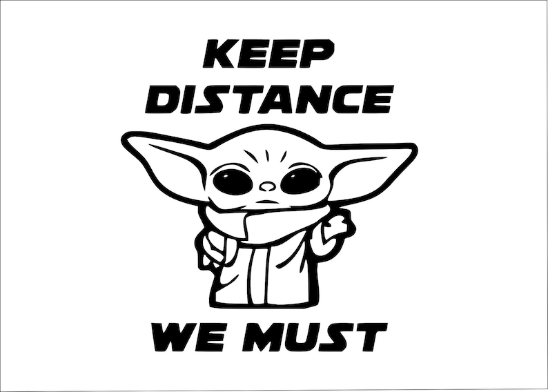 Download Baby Yoda Keep Distance svgDisney SVG Essential SVG | Etsy