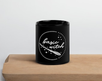 Tasse à café noire basique sorcière - Déco effrayante d'Halloween
