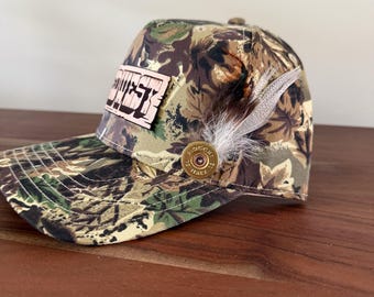 Rustic Shotgun Shell & Feather Hat Pin – Western Cowboy Accessory