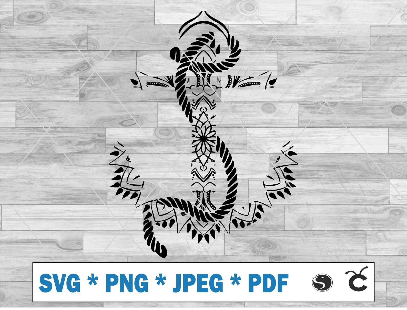Mandala Anchor svg png pdf jpg digital download | Etsy