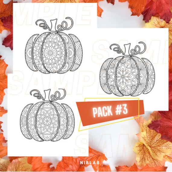 Pumpkin Coloring Pages - Pack #3 - Printable - PDF