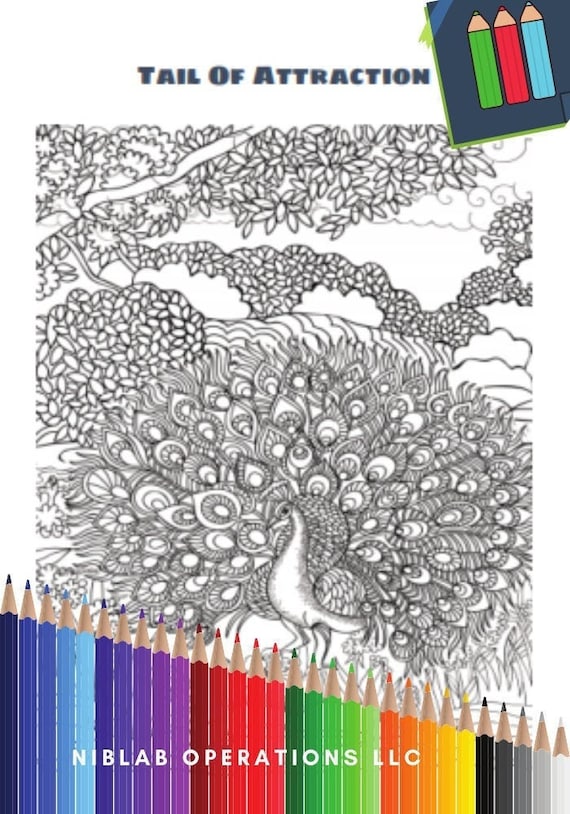 Peacock Coloring Page, Instant Download