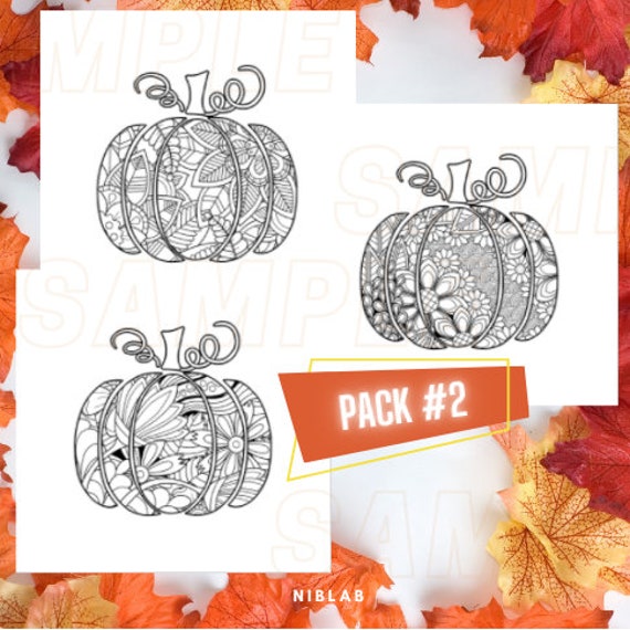 Pumpkin Coloring Pages - Pack #2 - Printable - PDF