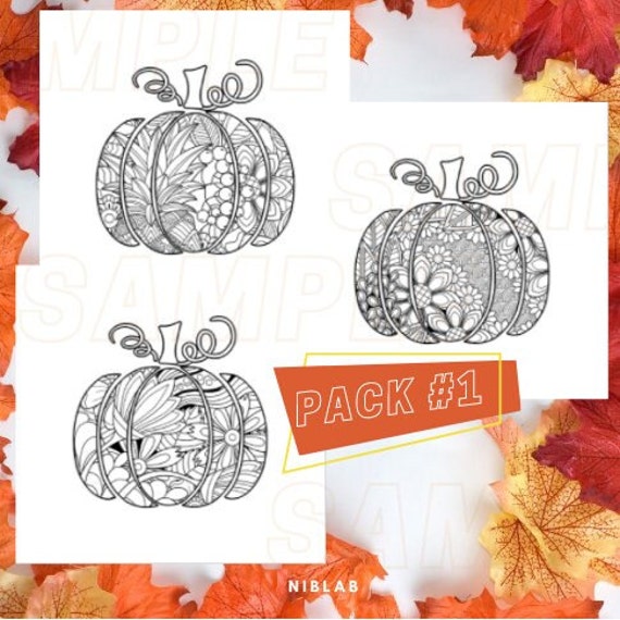 Pumpkin Coloring Pages - Pack #1 - Printable - PDF