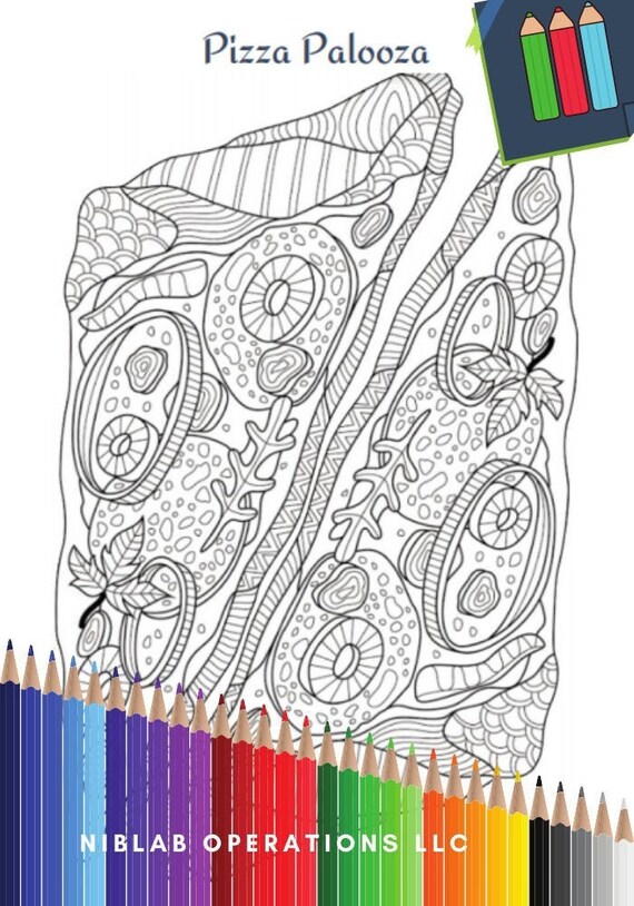 Food Coloring Page, Pizza Coloring Page, Instant Download