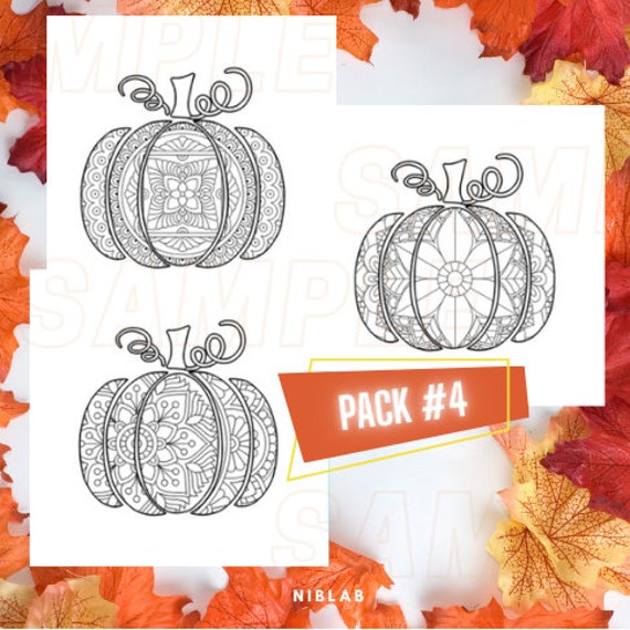Pumpkin Coloring Pages - Pack #4 - Printable - PDF