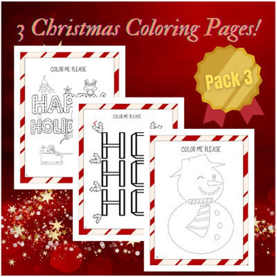 Christmas Coloring Pages, PDF, Pack #3