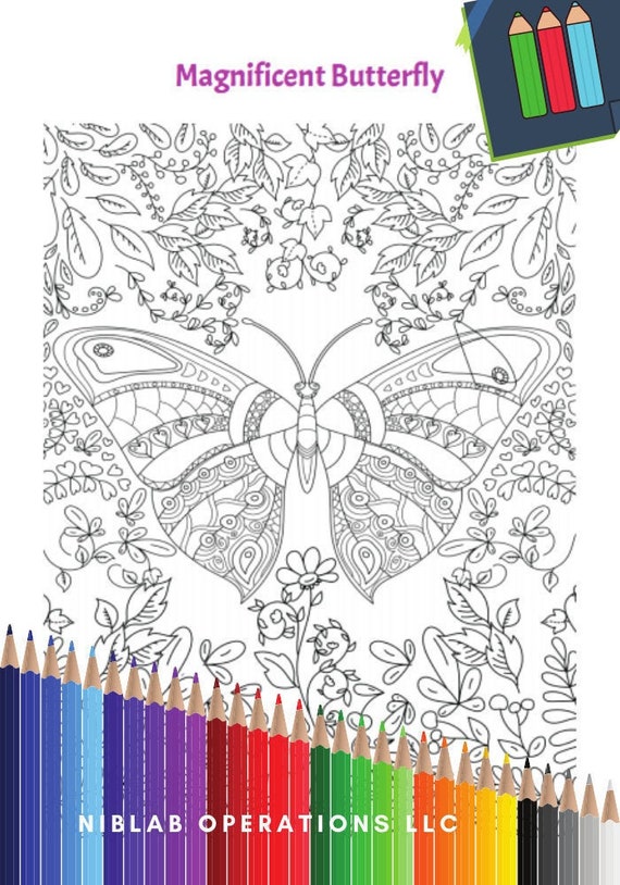 Butterfly Coloring Page, Butterfly Coloring Sheet, Instant Download, 1 of 7