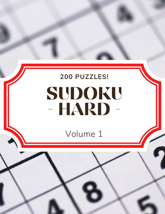 Sudoku Hard, Sudoku Printable, Sudoku Puzzle, PDF Download, 200 Printable Pages, Answers Included, Volume 1
