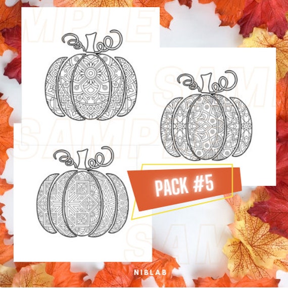 Pumpkin Coloring Pages - Pack #5 - Printable - PDF