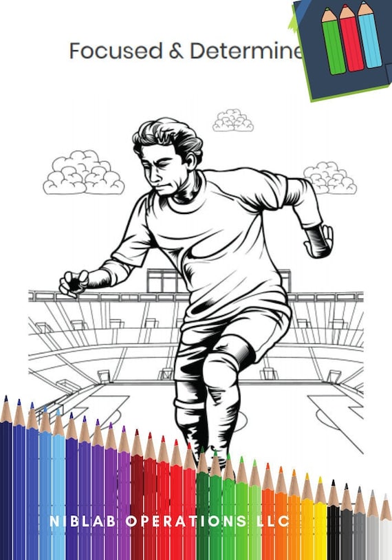 Soccer Color Page, Sports Color Page, Soccer Coloring Page, Instant Download, 6 of 8