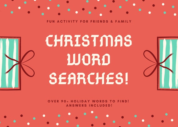 Word Search Printable, Christmas Word Search Printable, Puzzles, PDF, Over 90+ Words, 7 Puzzles, 20x20 Grid, Answers Included