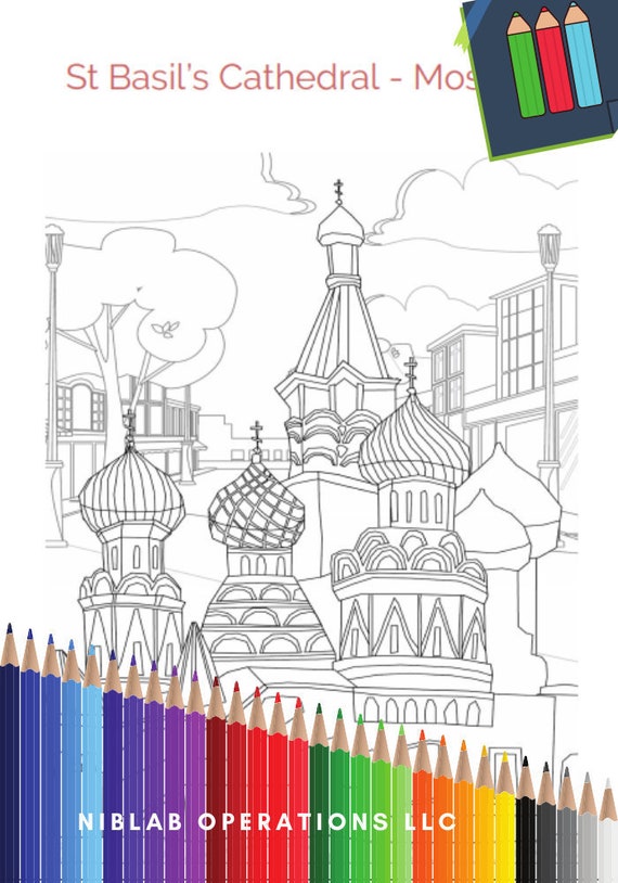 St Basil's Cathedral, Coloring Page, Instant Download, Printable Coloring Pages