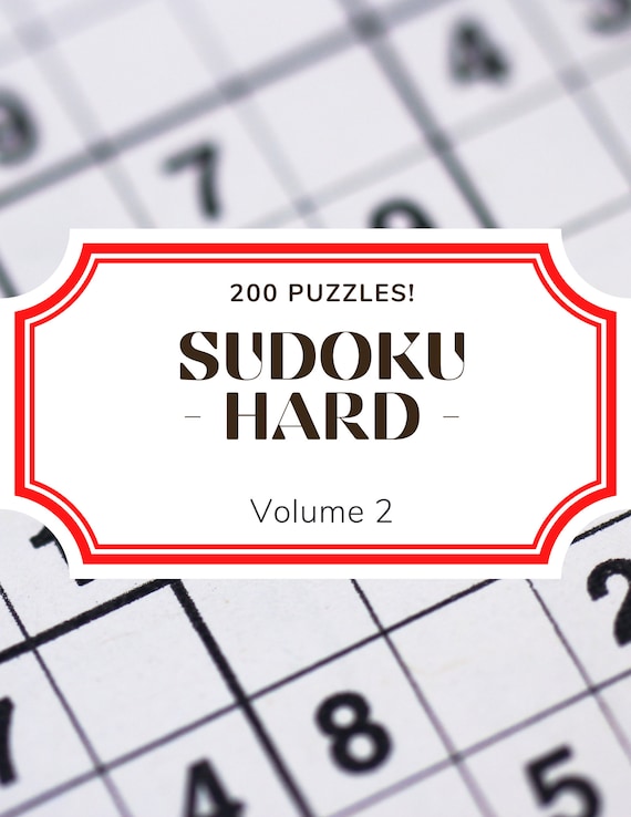Sudoku Hard, Sudoku Printable, Sudoku Puzzle, PDF Download, 200 Printable Pages, Answers Included, Volume 2