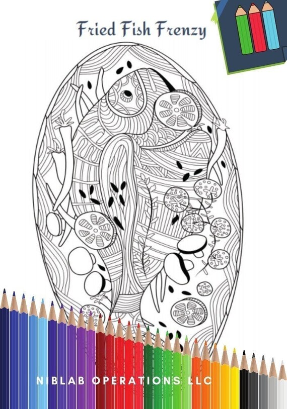 Food Coloring Page, Fish Coloring Page, Instant Download