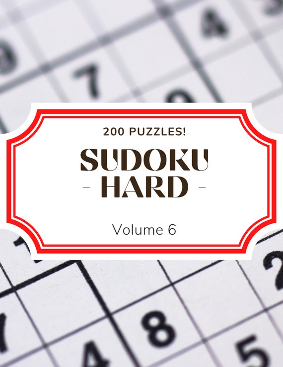 Sudoku Hard, Sudoku Printable, Sudoku Hard, Sudoku Puzzle, PDF Download, 200 Printable Pages, Answers Included, Volume 6