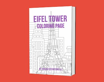 Eiffel Tower Coloring Page, Instant Download, Printable Coloring Page