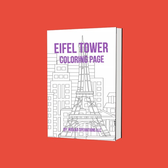 Eiffel Tower Coloring Page, Instant Download, Printable Coloring Page