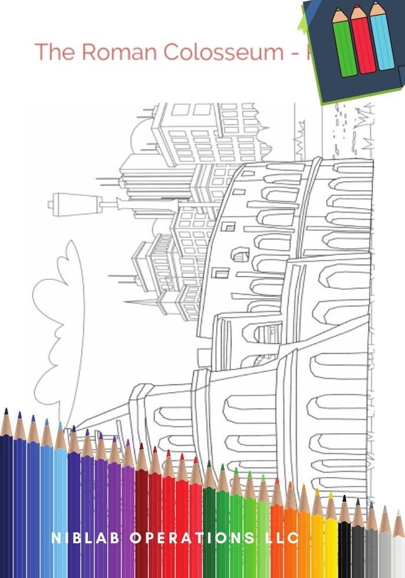 The Roman Colosseum, The Roman Colosseum Coloring Page, Instant Download