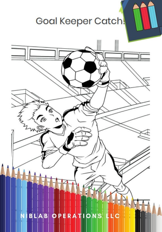 Soccer Color Page, Sports Color Page, Soccer Coloring Page, Instant Download, 5 of 8