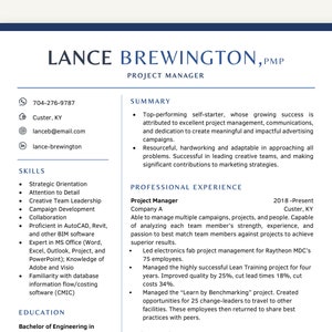 Business Resume Template for Word and Pages, CV Template, Modern Resume Template Word Pages, Manager Resume Template, Professional Resume image 1