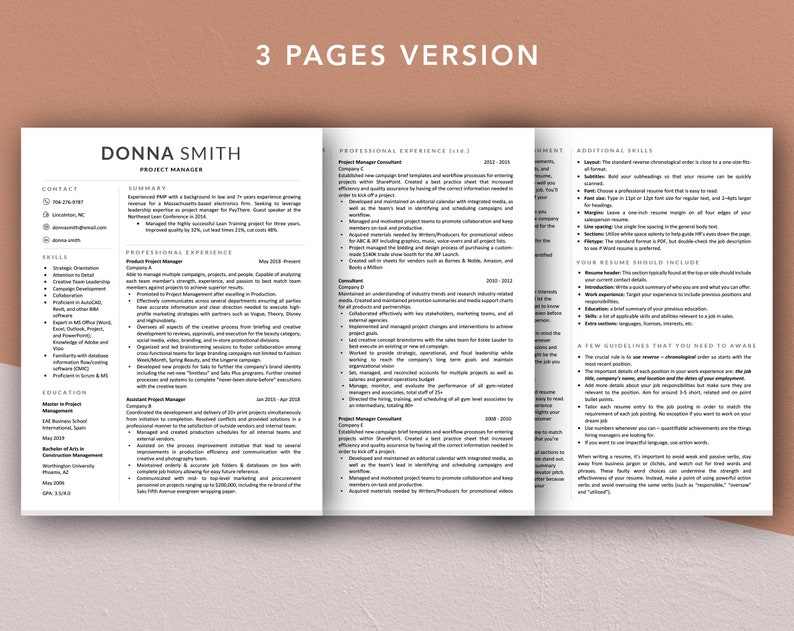 Modern Resume Template for Word & Mac Pages CV Template - Etsy Australia