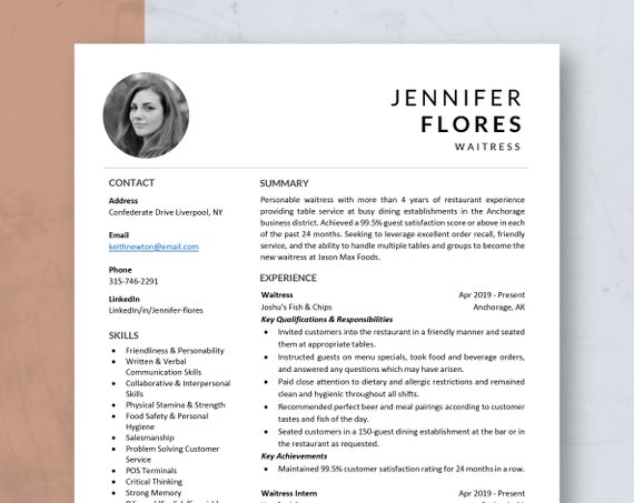 Creative Resume Template Word & Pages CV Template | Etsy Canada