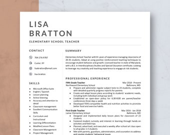 Modern Resume Template Word & Mac Pages, Professional Resume, CV Template, Teacher Resume Template, Assistant Resume, One Page Resume