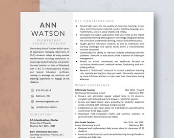 Resume Template Word & Pages, Teacher Resume, CV Template, Modern and Professional Resume, Editable Resume Template, Executive Resume