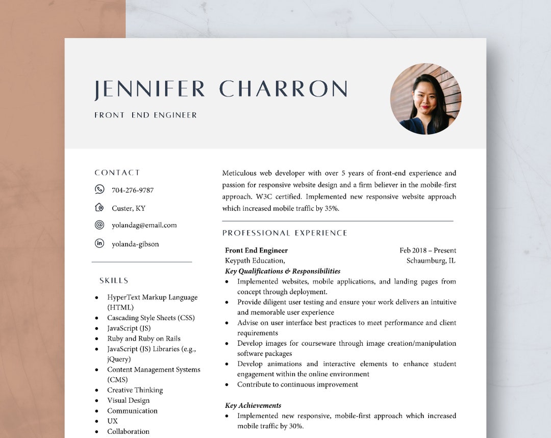 Minimalist Resume Template Word & Mac Pages, Executive Resume With ...