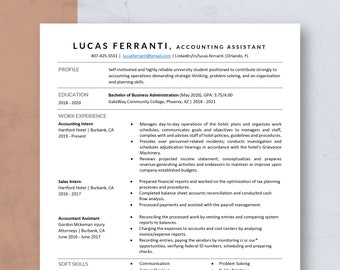 Clean Minimalist Resume Template Word & Pages, CV template, Modern Professional Resume Template, Accounting Resume. Executive Resume