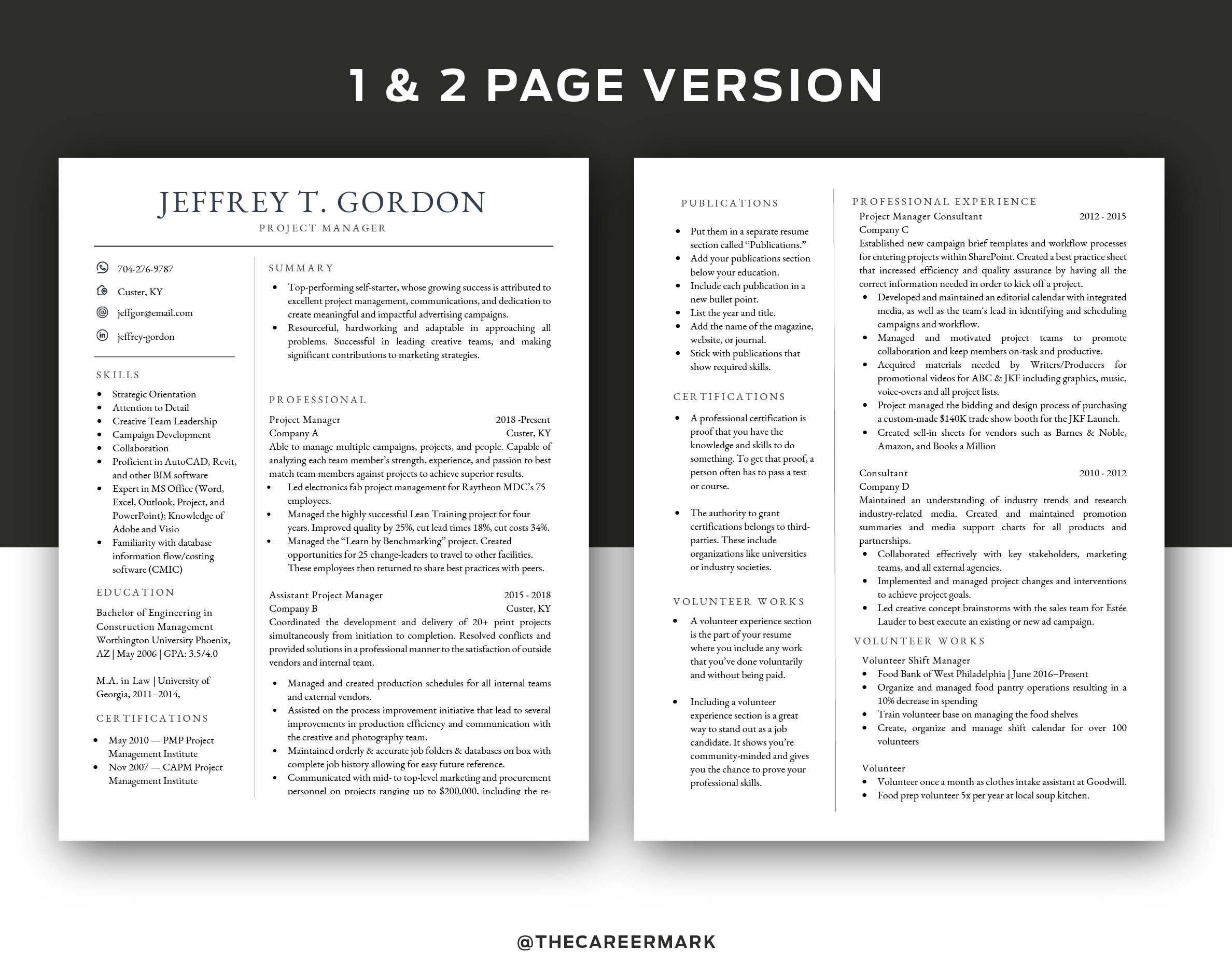 Minimal Resume Template for Word and Pages, CV Template, Modern Resume ...