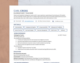 Modern Resume Template for Word & Pages, Professional Resume Template, CV Template, Teacher Resume Template,