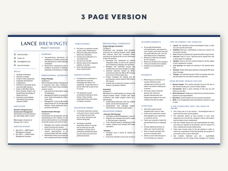 Business Resume Template for Word and Pages, CV Template, Modern Resume Template Word Pages, Manager Resume Template, Professional Resume image 4